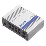 TSW200 - Switch Industrial No-Administrable / 8 Puertos Gigabit PoE+ 30W / 2 Puertos SFP / -40 a 75°C / Aluminio
