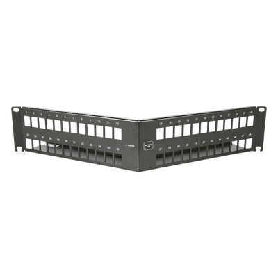 10GMXP-A2-48E - Patch Panel Angulado 10G MAX UTP / 48 Puertos Vacíos / 2U Rack 19" / Compatible Z-MAX® y UltraMAX™ / Color Negro / Administrador de Cable Integrado