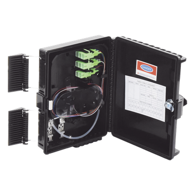 LP-FAT08 - Caja de Empalme para Fibra Óptica / 24 Fusiones / IP65 / Splitter 1x8 SC/APC / 12 Puertos Drop / -40°C a +85°C