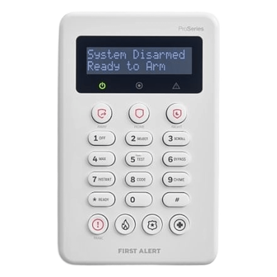 VISTAHPKP - Teclado alfanumérico 2 líneas / Diseño slim / Teclas de armado rápido y emergencia / Tamper integrado / Hasta 8 por sistema