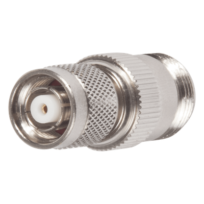 RP-1234 - Adaptador RF en Línea / TNC Macho Inverso a N Hembra / Cuerpo Bronce Niquelado / Contacto Oro / Aislante Teflón