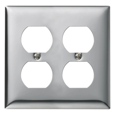 HUB-SCH-82 - Tapa para Contacto Dúplex / 2 Receptáculos / Montaje Vertical / Cromo / Certificación UL