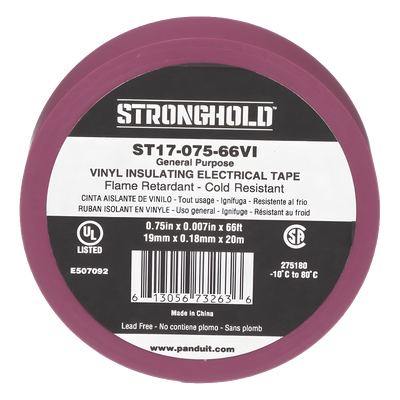 ST17-075-66VI - Cinta Aislante Eléctrica / PVC Uso General / 600V / 20.12 m (66 ft) / 19 mm Ancho / UL 510 / Violeta
