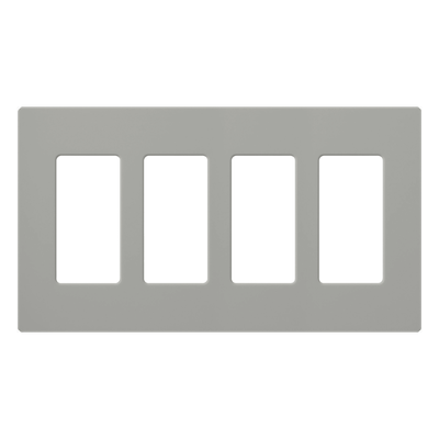 CW4-GR - Placa de pared Claro / 4 espacios / gris brillante (GR) / 21.3 x 11.9 cm, perfil 7.6 mm / sin tornillos / compatible con Caseta Wireless, Maestro, Pico y Vive