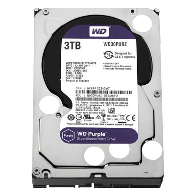 WD30PURZ - Disco Duro PURPLE de 3TB / 3 AÑOS DE GARANTÍA / Para Videovigilancia