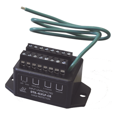 DTK4LVLPCR - Protector de lazo / 4 pares / Wiegand / 12-24 Vcc / 5 Vcc datos / -40°C a 70°C / 1.35 x 2.99 x 1.35 pulgadas