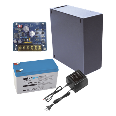 KIT16B2LK7 - Kit con fuente PLB2 con salida de 12 Vcc a 2.5 Amper, incluye transformador y batería de 12 V a 7 Amper