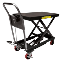 SYS-MEL-10 - Mesa Elevadora Hidráulica / Capacidad 300 kg a 1 t / Elevación 100 cm (3.28 ft) / Ruedas de Poliuretano con Freno / Soporte de Tijera Doble / Pedal de Aproximación Rápida