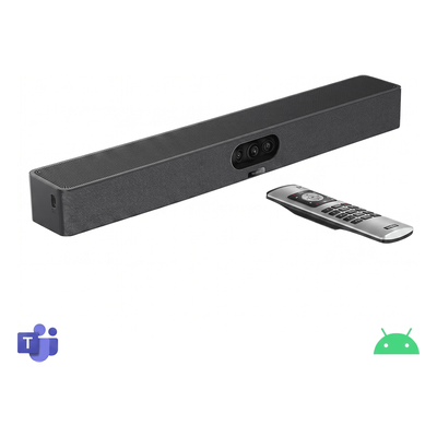 A25-010 - Barra de Videoconferencia / Android Integrado / Triple Cámara 4K / 8 Micrófonos MEMS / Captura de Voz 5 m (16.4 ft) / Panel Táctil CTP25 / Teams Rooms / BYOD