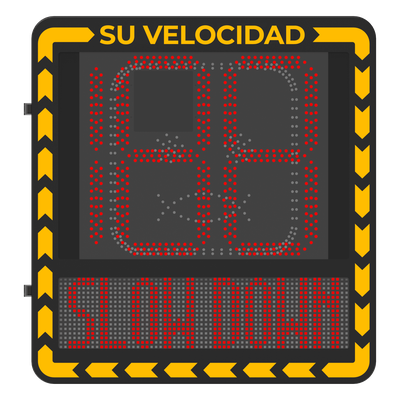 YJP7681-188-RR - Radar Medidor de Velocidad / Detección 100 m (328.1 ft) / 32 Objetivos / 3 Carriles / Pantalla LED 3000 cd/m² / IP66 / Ethernet