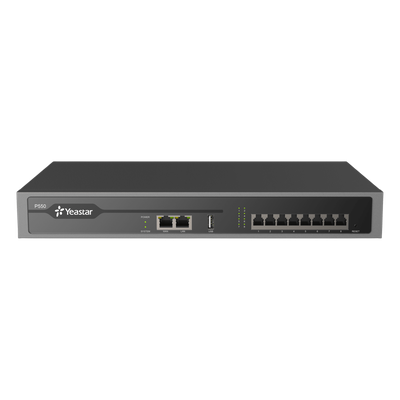 P550 - Conmutador IP PBX Enterprise / 50 Extensiones SIP / 25 Llamadas Simultáneas / Hasta 8 Puertos FXO/FXS/BRI / Omnicanal WhatsApp, Facebook, SMS / Transcripción IA / Call Center Integrado