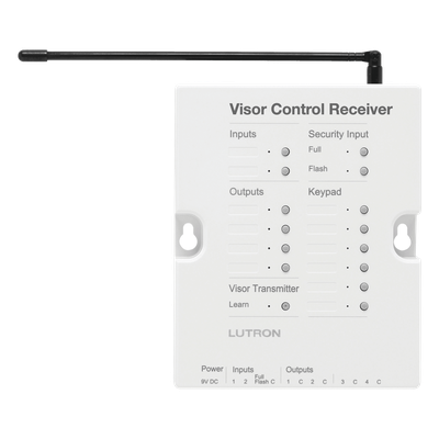 RRDVCRXWH - Receptor de Control de Visera / 4 Salidas de Contacto Seco / 2 Entradas de Contacto Seco / Entrada de Seguridad / Hasta 10 Transmisores / RadioRA 2