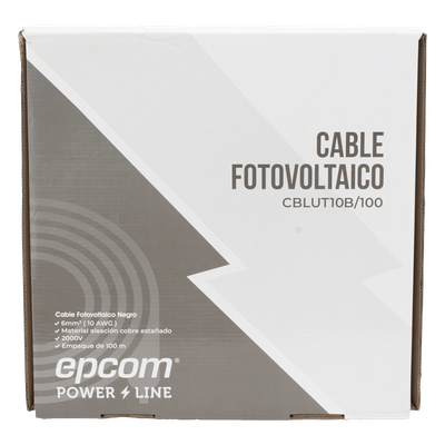 CBL-UT-10B/100 - Cable Fotovoltaico / 6 mm² (10 AWG) / 2000V / Rango Térmico -40°C a 120°C / Resistencia UV y Ozono / Rollo 100 m (328.1 ft) / UL 4703 y TUV