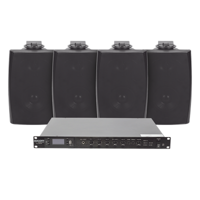 SF120DTB/4WS - Kit de Amplificador de Audio para Rack / 120W RMS / Salida 100V/4Ω / 4 Altavoces de Pared / Sistema 70/100V / Bluetooth-MP3-Tuner
