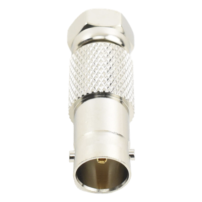 RFB-1144 - Adaptador en Línea / BNC Hembra a F Macho / 50 Ohm / Cuerpo Níquel / Contacto Oro / 36.5 mm