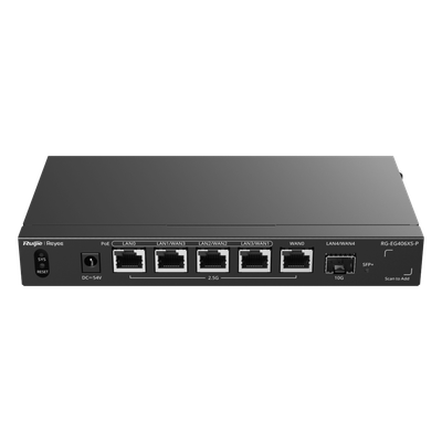 RG-EG406XS-P - Router Balanceador SD-WAN / 2.5 Gbps / 5 Servicios WAN / 400 Usuarios / PoE+ 110 W / SFP+ 10G