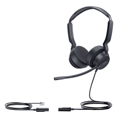 YHS36-E2-DUAL - Auricular con Diadema / Alámbrico Analógico / Conexión QD a RJ9 / Audio HD 20 Hz - 20 kHz / Cancelación de Ruido / ActiveProtection