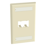 CFPL2EIY - Placa de Pared Vertical / 2 Puertos Mini-Com / Diseño Plano / 69.8 x 114.3 mm (2.75 x 4.5 in) / Marfil