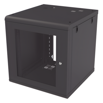 SR-1912-GN2G - Gabinete de Pared 12U / 635 mm Profundidad (2.08 ft) / Acero Reforzado Calibre 18 / Puerta Cristal Templado / Capacidad 100 kg