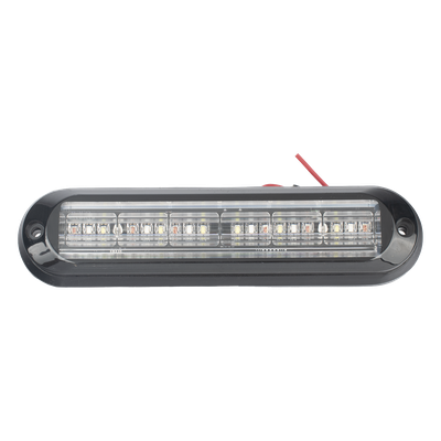 XLT1835RWB - Luz Auxiliar / 18 LEDs 3W / IP67 / Tricolor Rojo/Claro/Azul / 142.6×36×14 mm / 12 Patrones / ECE R65 / SAE J595 Clase I