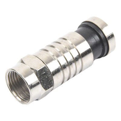 TT-CON-509-RG6 - Conector F Macho / Compresión en Línea / Cable RG-6 / Cuerpo Bronce Niquelado / Contacto Central Oro / Aislante Teflón