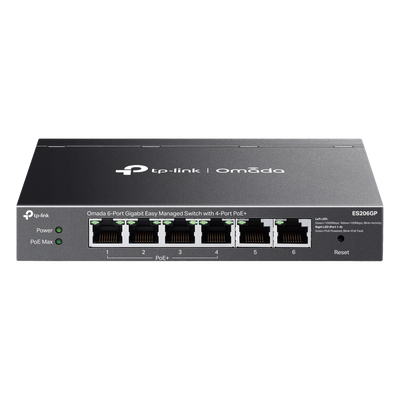 ES206GP - Switch Gigabit / 6 Puertos / 4 PoE+ 65W / Gestión Cloud SDN / Fanless / Alcance PoE 250 m (820.2 ft) / QoS y VLAN