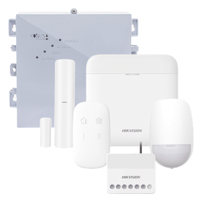 DS-PWA48K-SYSNGV2 - Kit de Alarma Inalámbrica / 48 Zonas / Energizador Perimetral 2500 m (8202 ft) / Comunicación 433 MHz / Respaldo de Batería 3 Días / Alimentación 127-220 VCA o Solar 12 VCC