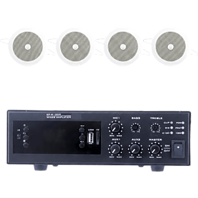 EPB120E/4CS - Kit de Sonido para Instalación / Amplificador 120W / 4 Altavoces de Plafón 4" / Sistema 70/100V / Bluetooth y FM