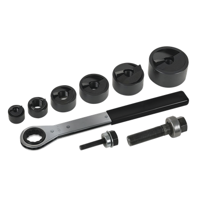 53732SEN - Juego de Sacabocados / 6 Piezas / 1/2 a 2 Pulgadas (12.7 a 50.8 mm) / Con Llave Matraca y Estuche