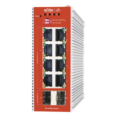 WI-PCMS310GF-I - Switch Industrial PoE L2+ / 8 Puertos 100/1000 Mbps af/at / 2 SFP / Presupuesto PoE 120 W / Cloud / ERPS