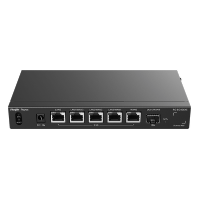 RG-EG406XS - Router Balanceador SD-WAN / 5 Servicios WAN / 400 Usuarios Concurrentes / Throughput 2.5 Gbps / Puerto SFP+ 10G / 5 Puertos Multi-Gigabit 2.5G