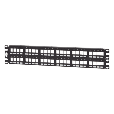 NKPP48FMY - Panel de Parcheo Modular Keystone / 48 Puertos / 2UR / 19" / Numerado / Plano Negro