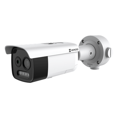 HM-TD2628T-3/G1/T3A - Cámara Bala IP Bi-Espectral / Térmica 256×192 / Óptica 5 MP / IA GUANLAN / Rango -20°C a 650°C / Precisión ±2°C / Detección de Fuego y Humo / Alarma Visual y Audible / Dual Light