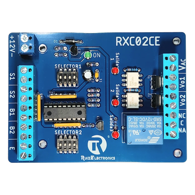 RXC02CE - Controlador de Esclusas / 2 Puertas / Cerraduras Eléctricas / Temporizadores 0-30 seg / Entrada de Emergencia / Alimentación 12VDC