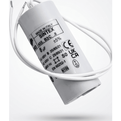 7601351 - Capacitor de arranque / 8 µF / 400 V / Cables incluidos / Barrera serie 615