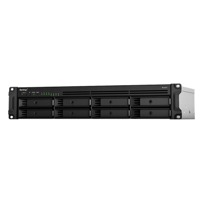 RS1221+ - Servidor NAS Rack / 8 Bahías SATA / Expansión a 12 Bahías / CPU AMD Ryzen V1500B / 4 GB DDR4 ECC / 10/25GbE PCIe / Fuente Redundante / Chasis 2U