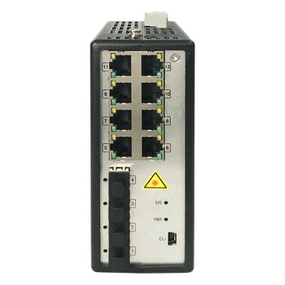 DS-3T3512P - Switch Industrial Administrable / 8 Puertos Gigabit PoE+ 30W / 4 Puertos SFP / 250W Total / 48-57 VCD / -40°C a 75°C / 140×52×110 mm / 5.5×2.0×4.3 pulgadas