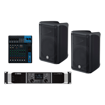 CBR10KIT/PA - Sistema PA / 2 Bocinas 2 Vías 10" / Amplificador Clase D 2x 800W / Mezclador 10 Canales / DSP Avanzado / Conectores XLR, TRS y Speakon