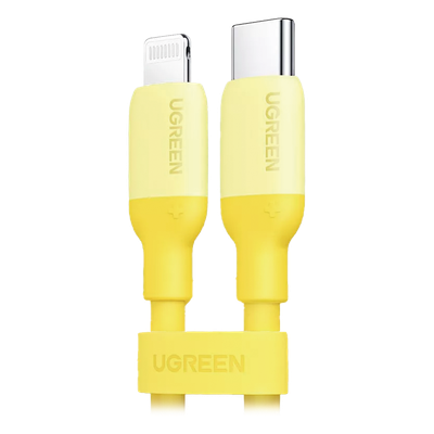 90226 - Cable USB-C a Lightning / Certificado MFi / 1 Metro (3.3 Pies) / Carga Rápida PD 20W / Sincronización 480 Mbps / Silicona y TPE / Amarillo