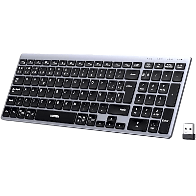 75163SP - Teclado Inalámbrico Multimodo / Bluetooth + 2.4 GHz / 3 Dispositivos Simultáneos / Recorrido de Tecla 1.8 mm / Batería 500 mAh / USB-C / Alcance 10 m (33 ft)