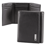3016-3501 - Cartera Athens Negra de Piel con Compartimento de Micromalla para ID. Doblable en 3 Partes con Divisor de Billetes. Pocket Wallet