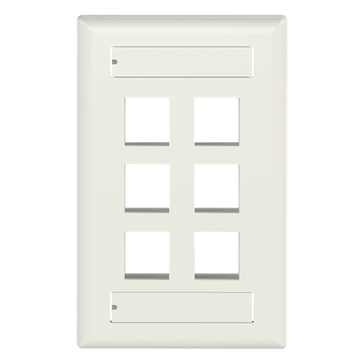NK6FIWY - Placa de Pared Vertical / 6 Puertos Keystone / Blanco Mate / 2.75 x 4.5 pulg.