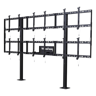 DS-S555-3X2 - Soporte Modular para Video Wall Pedestal / Configuración 3x2 / Pantallas 46" a 55" / Profundidad 5" (127 mm) / Ajuste Sin Herramientas / 8 Puntos de Alineación / Aluminio / VESA 200x200 a 600x400