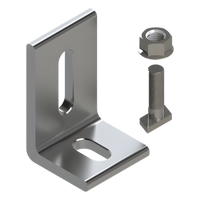 N00002 - Herraje en L para Fijación al Suelo / Aluminio Serie 6000 / Acero Inoxidable / Compatible con N Rail 4.72 / Techos Planos e Inclinados