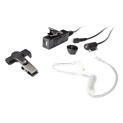 TX885H02 - Micrófono-Audífono de Vigilancia / 3 Cables / Tubo Acústico Transparente / PTT Remoto / Uso Profesional Táctico