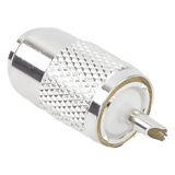 RFU-501 - Conector UHF Macho / Compatibilidad RG-8/U y Derivados / Aislante de Teflón / Cuerpo de Bronce Plateado / Rosca Especial