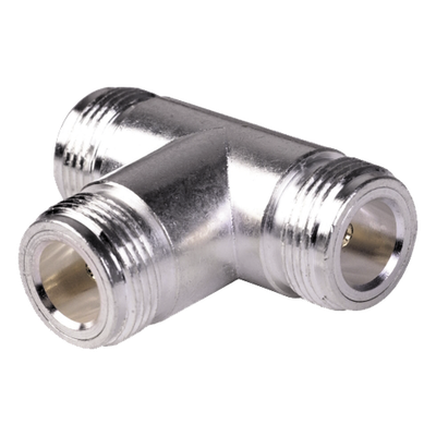 RFN-1011-1 - Adaptador RF en T / Triple Conector N Hembra / Cuerpo Bronce Plateado / Contacto Oro / Aislante Teflón