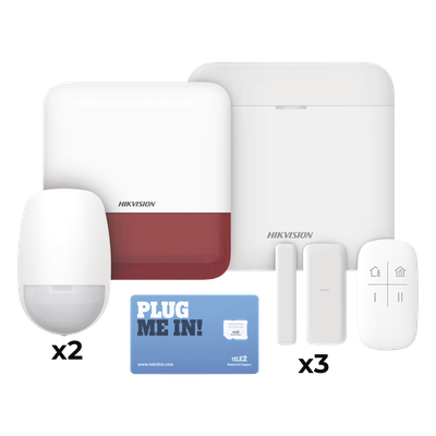 DS-PWA48-KSDV2(R) - Kit de Alarma Inalámbrico / 48 Zonas / Triple Conexión GSM/Wi-Fi/Ethernet / 433 MHz Bidireccional / Sirena Exterior Incluida