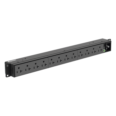 P12B19M - PDU Básico para Rack / 12 Contactos NEMA 5-20R / Entrada NEMA 5-20P / 20A / 120 Vca / Montaje Horizontal 1UR / 19 in