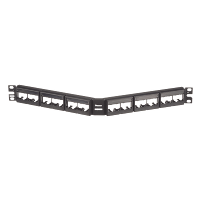 CPPLA24WBLY - Panel de Parcheo Modular / Angulado / 24 Puertos / 1UR / Sin Blindaje / Con Etiqueta y Cubierta